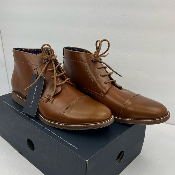 TOMMY HILFIGER, MEN’S DRESS LACE UP CHUKKA BOOTS, BROWN SIZE 9.5 - Picture 3 of 16